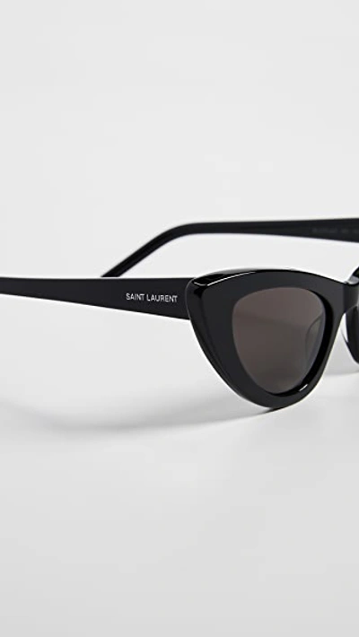 Shop Saint Laurent Sl 213 Lily Sunglasses In Black/solid Grey