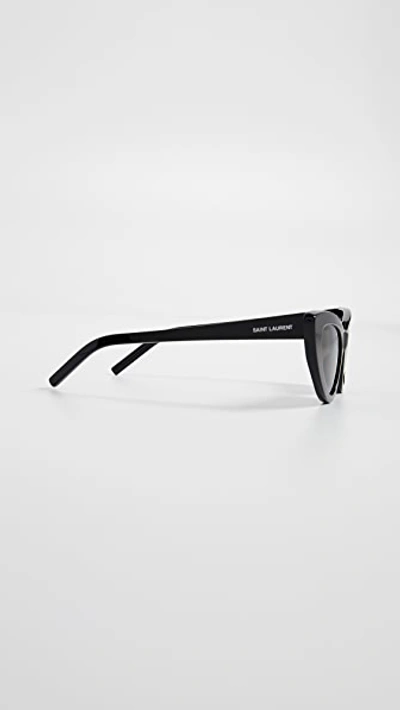 Shop Saint Laurent Sl 213 Lily Sunglasses In Black/solid Grey