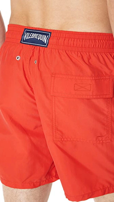 Shop Vilebrequin Solid Swim Trunks In Poppy Red