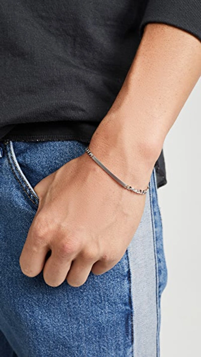 Shop Miansai Sterling Silver Id Chain Bracelet In Matte Silver