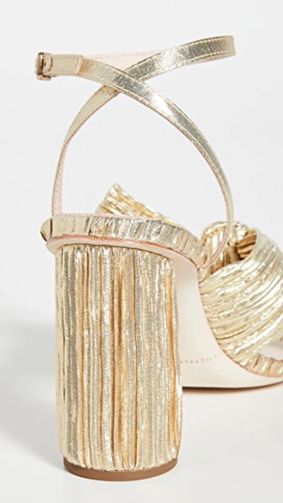Loeffler Randall Camellia Pleated Bow Heel With Ankle Strap In Gold In Gold