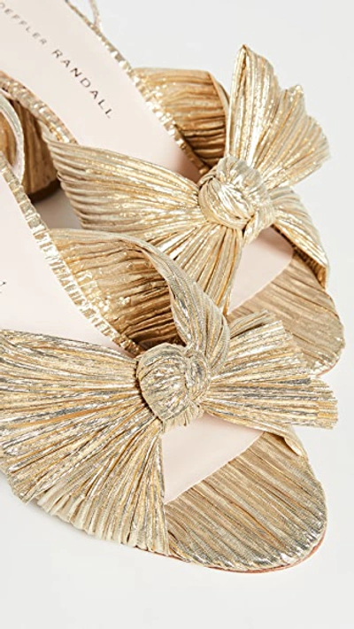 Loeffler Randall Camellia Pleated Bow Heel With Ankle Strap In Gold In Gold