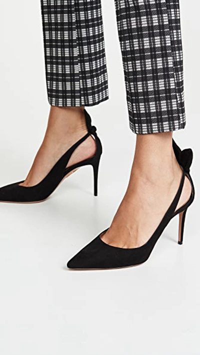 Aquazzura Bow Tie 105mm Leather Pumps In Black