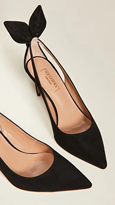 Aquazzura Bow Tie 105mm Leather Pumps In Black
