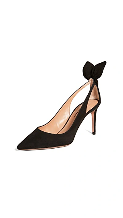 Aquazzura Bow Tie 105mm Leather Pumps In Black
