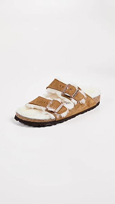 Birkenstock Arizona Shearling & Suede Sandals In Mink