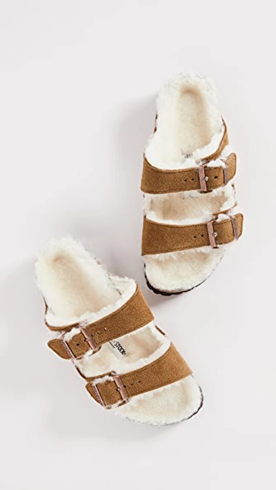 Birkenstock Arizona Shearling & Suede Sandals In Mink