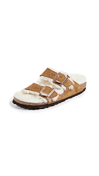 Birkenstock Arizona Shearling & Suede Sandals In Mink