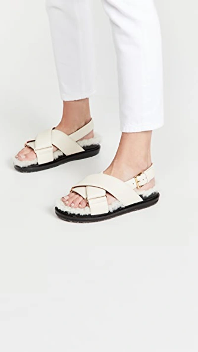 Shop Marni Crossed Fussbett Sandals