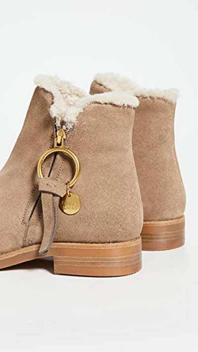 Shop See By Chloé Louise Shearling Ankle Boots In Crosta Taupe