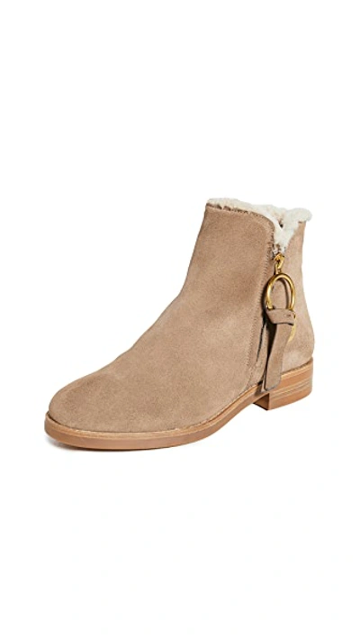 Shop See By Chloé Louise Shearling Ankle Boots In Crosta Taupe