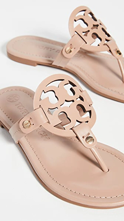 Tory Burch Miller Medallion Metallic Leather Flat Slide Sandal In Light Makeup