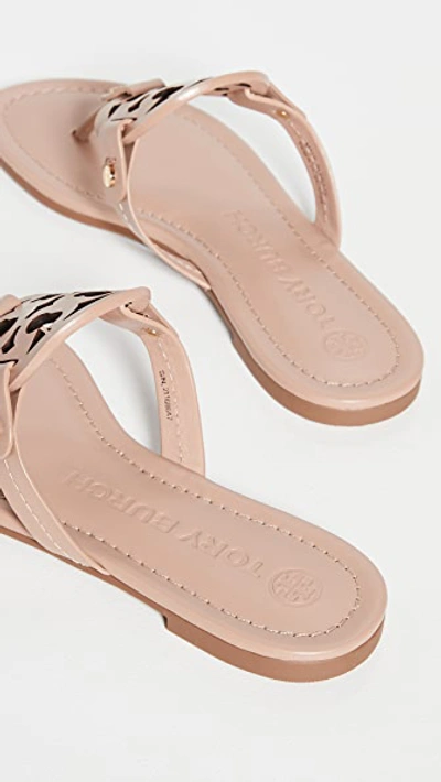 Tory Burch Miller Medallion Metallic Leather Flat Slide Sandal In Light Makeup