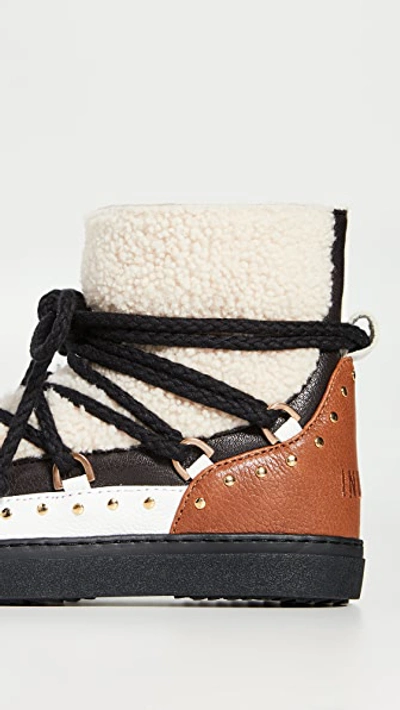 Inuikii Curly Rock Shearling Colorblock Snow Booties In Cream