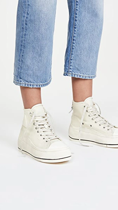R13 High Top Sneakers In Ecru Convas