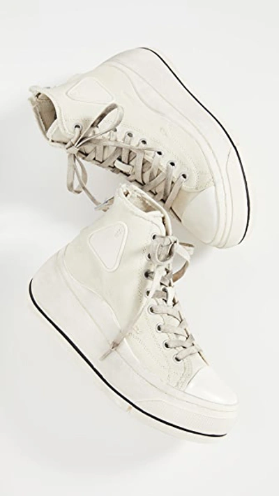 R13 High Top Sneakers In Ecru Convas