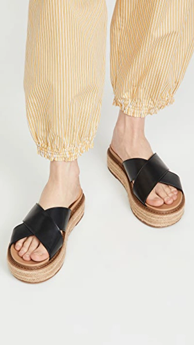 Sam Edelman Women's Korina Crossover Strap Espadrille Platform Slide  Sandals In Black | ModeSens