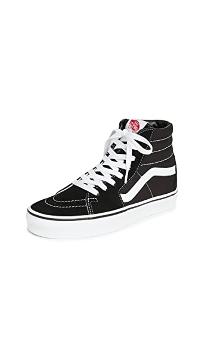 Shop Vans Ua Sk8 High Top Sneakers Black/black/white