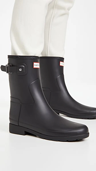 Hunter Original Refined Short Waterproof Rain Boot In Black