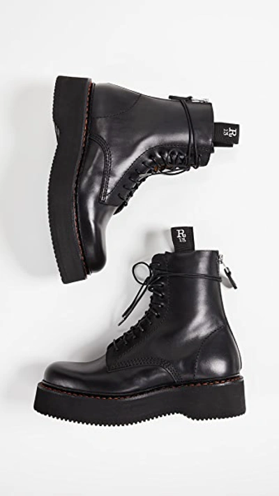 Shop R13 Platform Combat Boots In Black