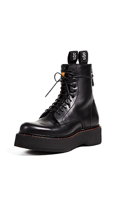 Shop R13 Platform Combat Boots In Black