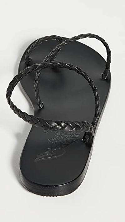 Ancient Greek Sandals Eleftheria Braided Leather Sandals In Black
