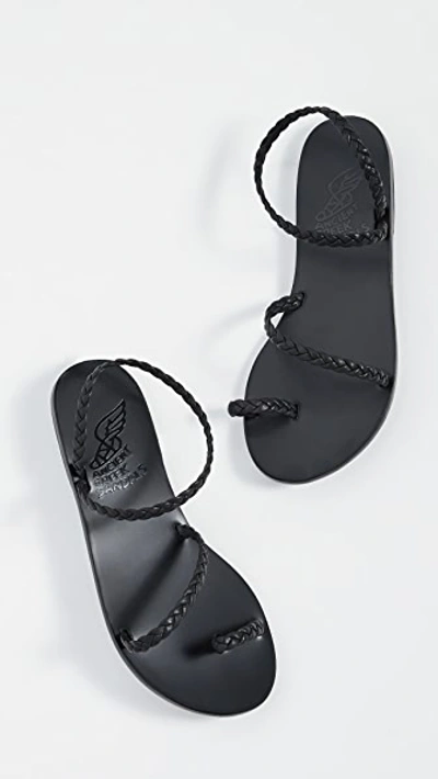 Ancient Greek Sandals Eleftheria Braided Leather Sandals In Black