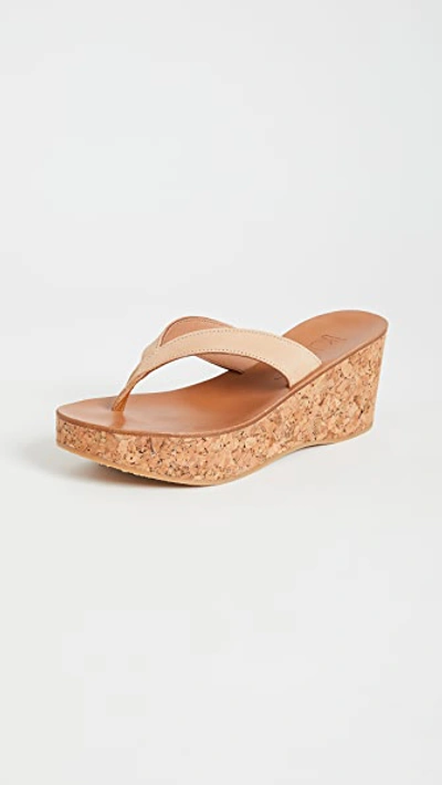 Shop Kjacques Diorite Thong Wedges In Nubuck Natural