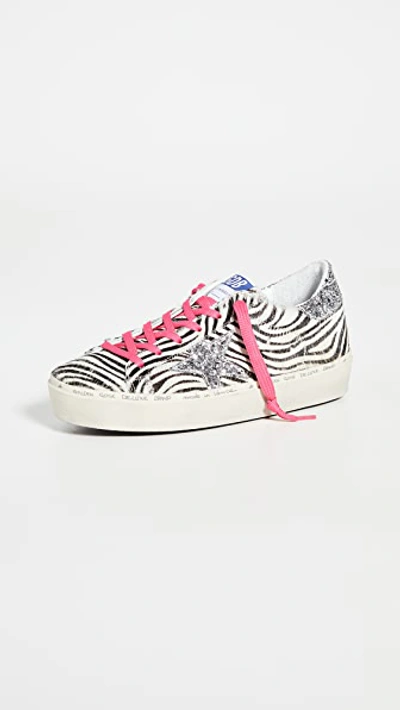 Shop Golden Goose Hi Star Sneakers In Zebra/silver