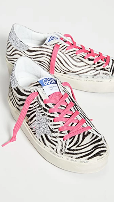 Shop Golden Goose Hi Star Sneakers In Zebra/silver