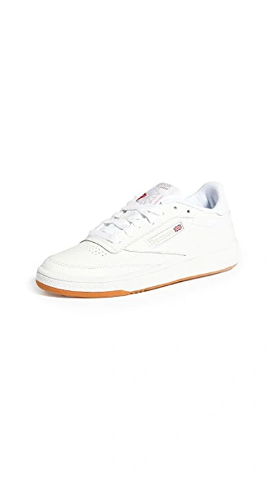 boliger Planet Penge gummi Reebok Classic Club C 85 Trainers In White Leather With Gum Sole In White/light  Grey/gum | ModeSens