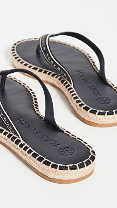 Shop Tory Burch Tory Ribbon Thong Espadrilles In Perfect Navy/new Ivory