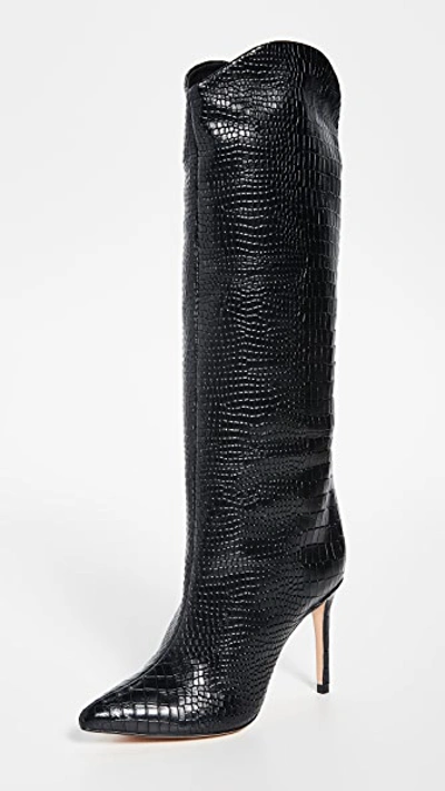 Shop Schutz Maryana Croc Tall Boots Black