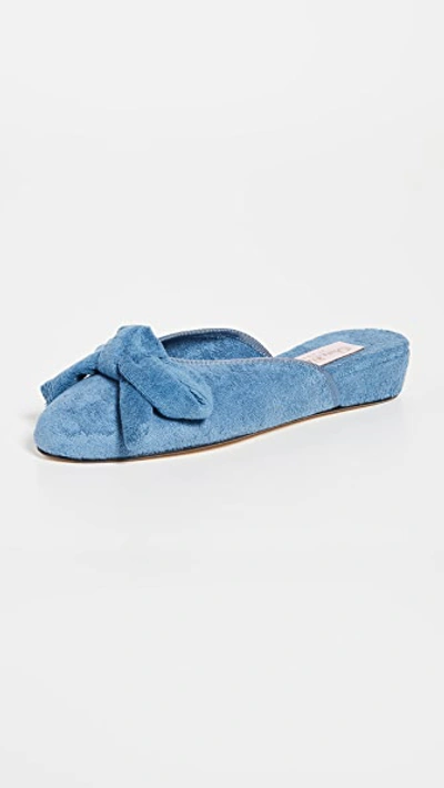 Shop Olivia Morris At Home Daphne Bow House Slippers In Cerulean Blue