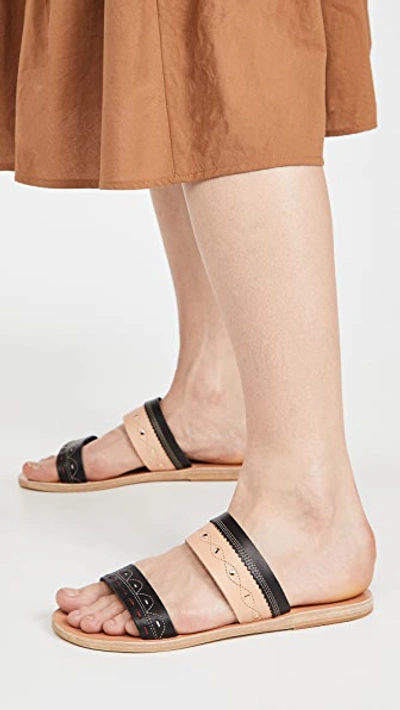 Shop Ancient Greek Sandals X Zeus + Dione Tsarouchi Slides In Natural/black