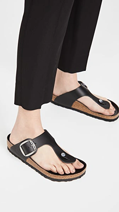 Birkenstock Gizeh Big Buckle Oiled Leather Sandal In Black