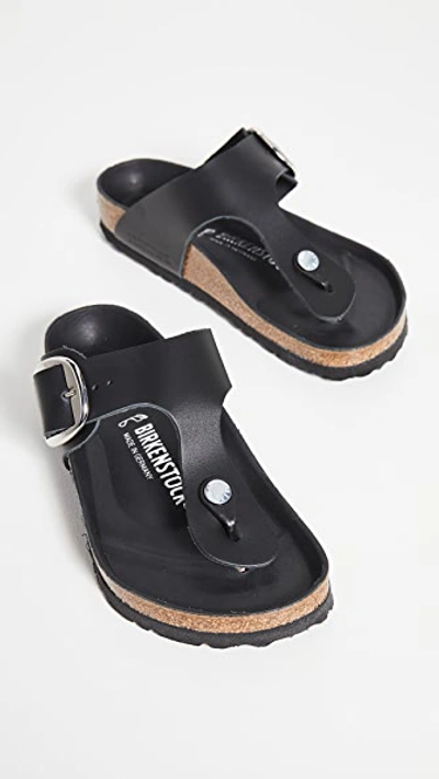 Birkenstock Gizeh Big Buckle Oiled Leather Sandal In Black