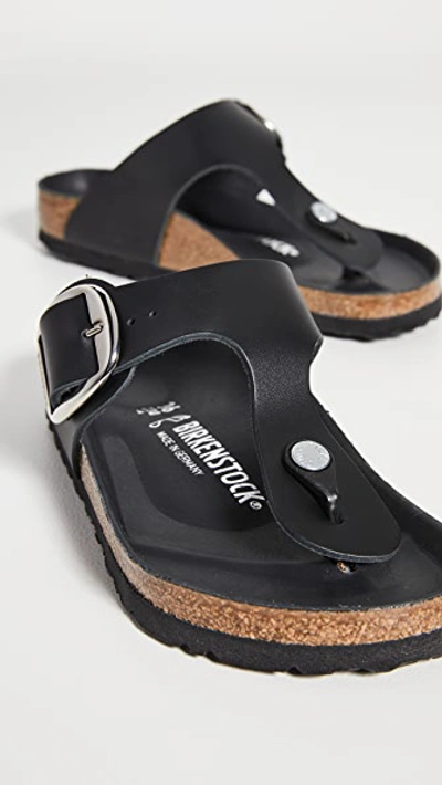 Birkenstock Gizeh Big Buckle Oiled Leather Sandal In Black