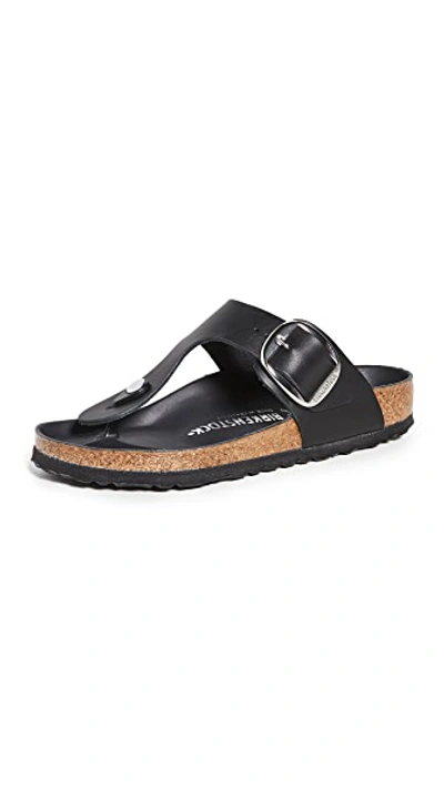 Birkenstock Gizeh Big Buckle Oiled Leather Sandal In Black