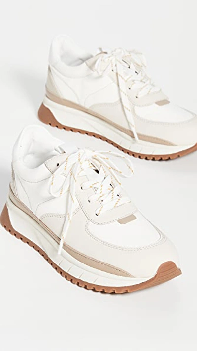 Shop Madewell Kickoff Trainer Sneakers In Neutral Colorblock Leather Antique Cream Multi