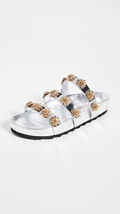 Shop Fabrizio Viti Daisy Berkley Slides In Silver/gold