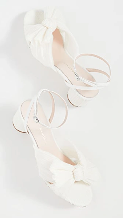 Shop Loeffler Randall Dahlia Pleated Bow Heels With Ankle Strap Pearl