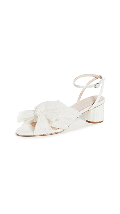 Shop Loeffler Randall Dahlia Pleated Bow Heels With Ankle Strap Pearl