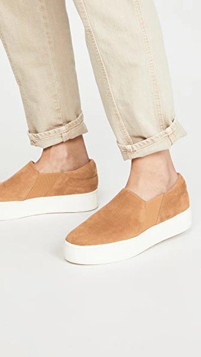 Shop Vince Warren Slip On Sneakers In Tan