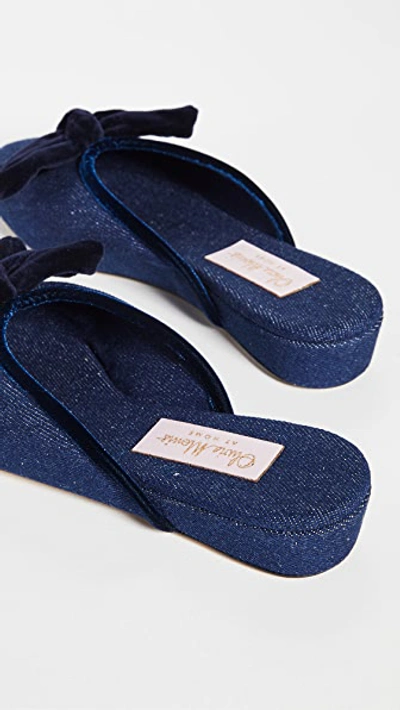 Shop Olivia Morris At Home Daphne Bow House Slippers In Indigo Blue