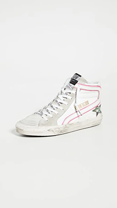 Shop Golden Goose Slide Sneakers In White/ice/camo