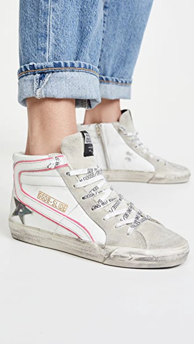 Shop Golden Goose Slide Sneakers In White/ice/camo