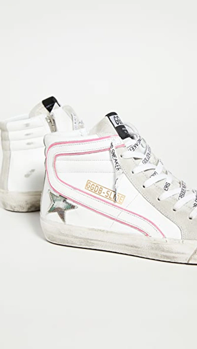 Shop Golden Goose Slide Sneakers In White/ice/camo