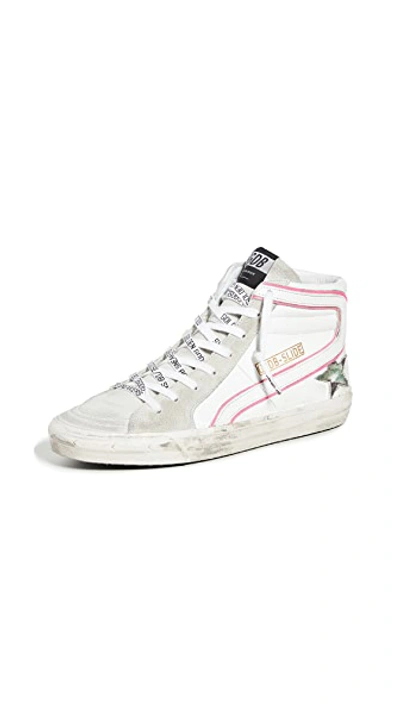 Shop Golden Goose Slide Sneakers In White/ice/camo