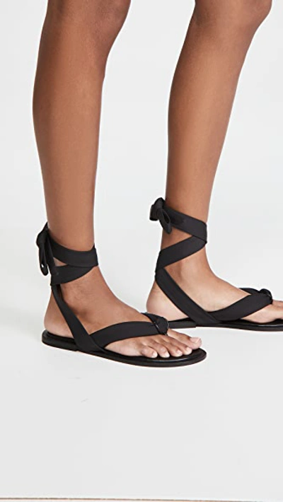 Shop Ganni Puffy Wrap Sandals In Black